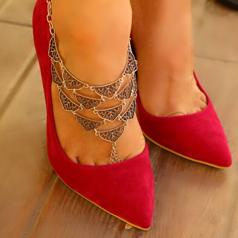 Anklet-Ankle-Foot Jewelry-Silver Anklet-Ankle Bracelet-Boho Anklet-Boho Bracelet-Barefoot Sandals-Beach Anklet-Foot Chain-Summer Jewelry