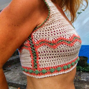 Crochet Pattern, PDF Digital Download, Pico Crop Top, Intermediate Crochet Pattern, Summer Crop Top, Customisable Crochet Design image 2