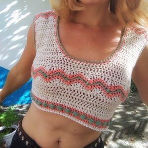 Crochet Pattern, PDF Digital Download, Pico Crop Top, Intermediate Crochet Pattern, Summer Crop Top, Customisable Crochet Design image 3