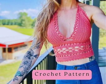 Crochet Pattern (PDF Digital Download), Beleza Bralette, Lacy Summer Festival Top