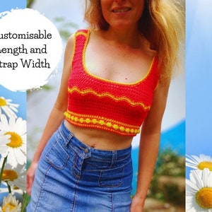 Crochet Pattern, PDF Digital Download, Pico Crop Top, Intermediate Crochet Pattern, Summer Crop Top, Customisable Crochet Design image 6