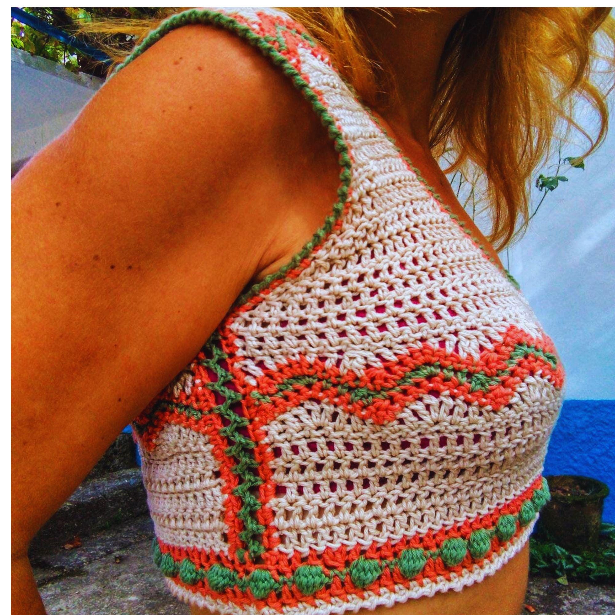 Pico Crochet Crop Top Pattern, Zigzag Bobble Design (PDF Digital ...