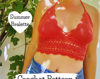 Crochet Summer Bralette Pattern | Lacy Crop Top (PDF Digital Download)