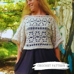 Crochet Sweater Pattern, PDF Digital Download, Sonrisa Sweater, Size Inclusive, Made to Measure, Lacy Sweater