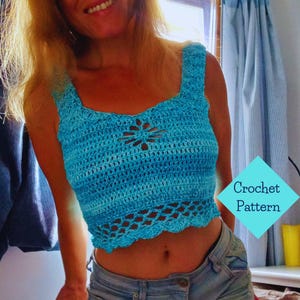 Crochet Pattern, Instant PDF Digital Download, Lovelhe Top, Summer Top, Cotton T-Shirt, Customisable Pattern, Lacy Festival Crop Top