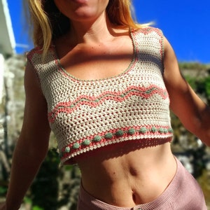 Crochet Pattern, PDF Digital Download, Pico Crop Top, Intermediate Crochet Pattern, Summer Crop Top, Customisable Crochet Design image 5