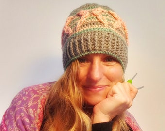 Flutterby Beanie Crochet Pattern with 3D Loops (PDF Digital Download)