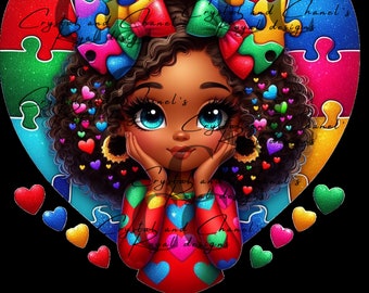 Autism awareness /Afro girls valentines day