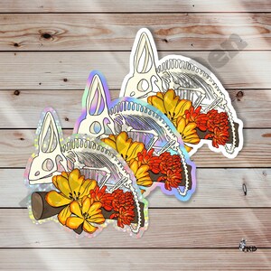 Floral Chameleon Skeleton Vinyl Sticker Indoor Outdoor Weather Resistant Scratch Resistant, Vulture Culture, Goth, Witchy, Gen X Millennial