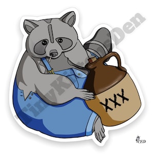 Funny Redneck Raccoon Vinyl Sticker Indoor Outdoor, Weather Resistant, Scratch Resistant, Sarcastic, White Trash, Dark Humor, Hillbilly