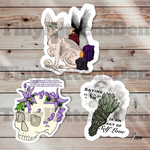 Lot d'autocollants en vinyle Witchy pour intérieur et extérieur, Résistant aux intempéries, Résistant aux rayures, Esthétique gothique sorcière, Païen, Sauge, Génération X, Millénaire