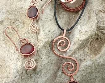 a set of copper and Czech glass.