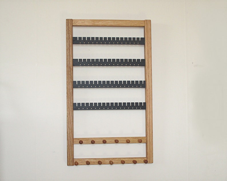 earring rack holds 60 pair double bar necklace rack jewelry organizer OAK display Earring holder organizer Jewelry rack