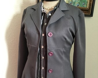 80’s Vintage Gray Long Blazer Jacket