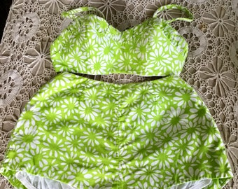 1960’s Vintage ”Lanz Original” Green & White Bikini with Coverup