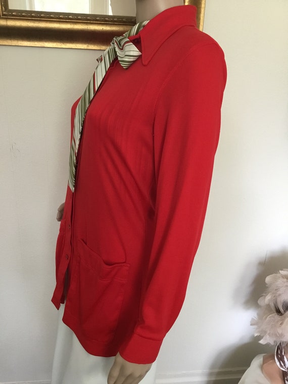 70’s Vintage Red Retro Long Sleeve Large Pocket B… - image 4