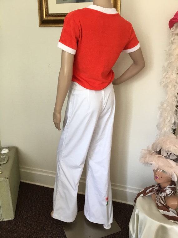 70's Vintage White High Waist Bell Bottom Pants - image 5