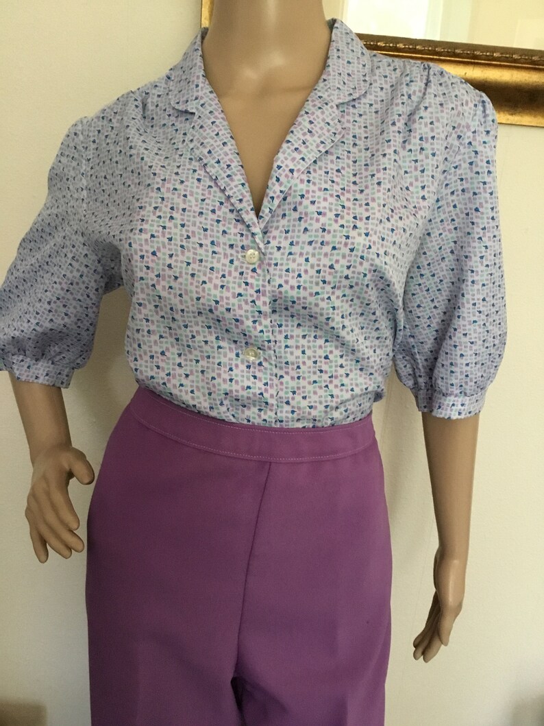 70s Vintage Lavender Blouse image 1