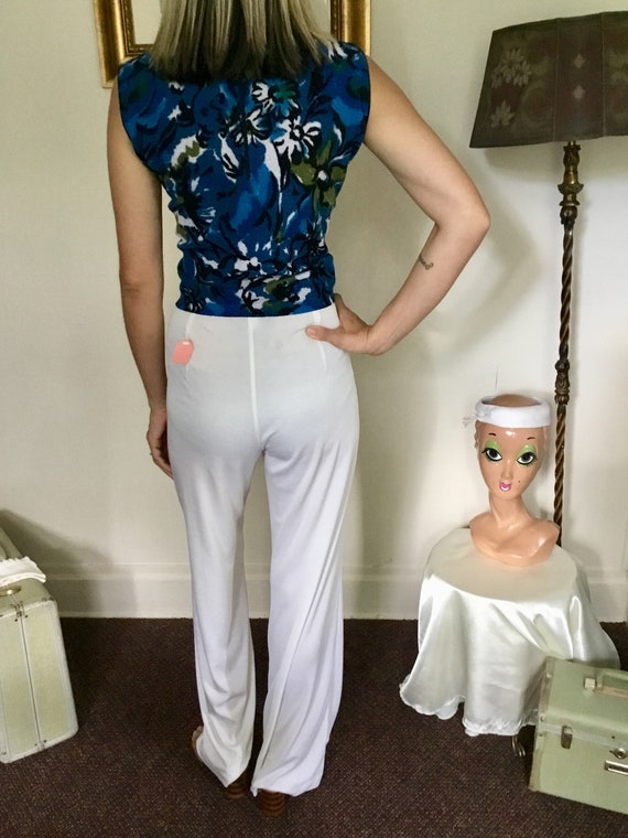 70’s Vintage White Sheer Hi-Waist Wide Leg Bell B… - image 8