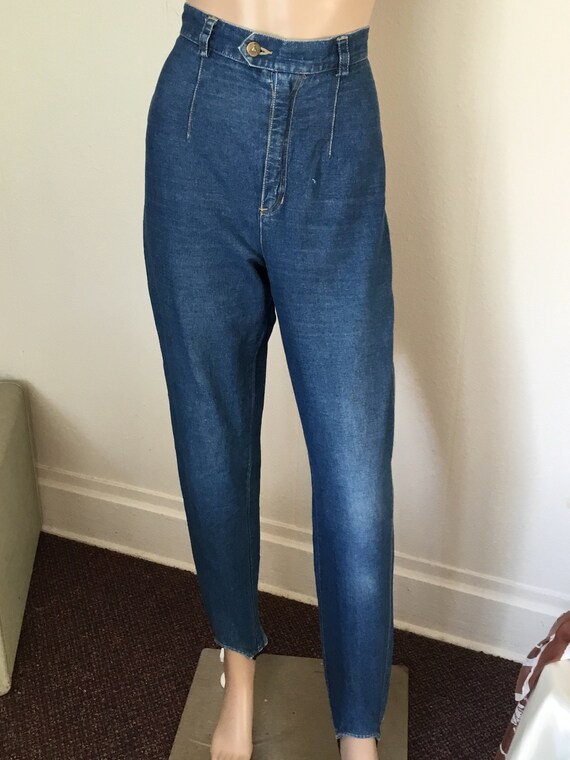 80's Vintage Blue Jeans Hi Waist Stirrup Jean Pan… - image 4