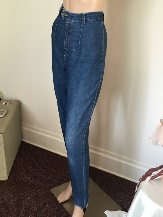 80's Vintage Blue Jeans Hi Waist Stirrup Jean Pan… - image 2