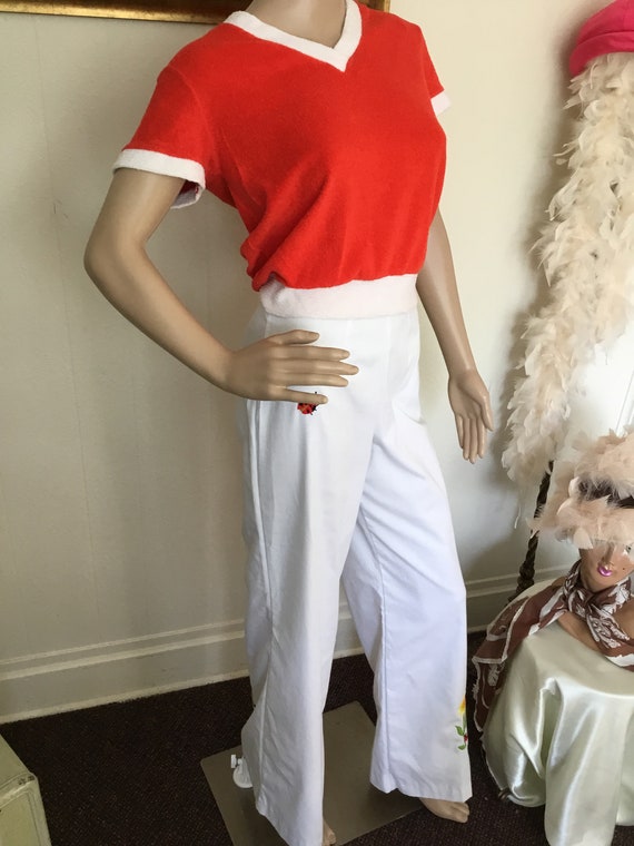 70's Vintage White High Waist Bell Bottom Pants - image 4