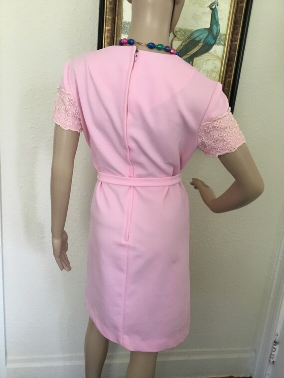 60’s Vintage Pink With Lace Shirt Dress - image 6