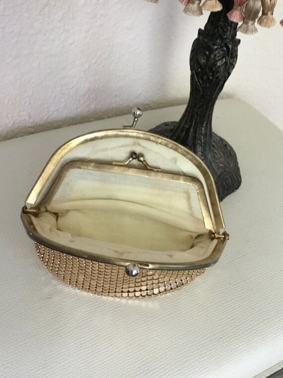 60's Vintage Gold Metal Mesh Clutch Purse - image 4