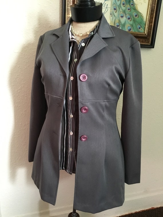 80’s Vintage Gray Long Blazer Jacket