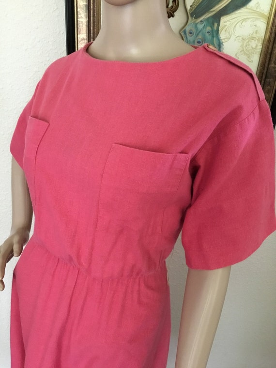 70’s Vintage Rose Pink MIDI Dress - image 1