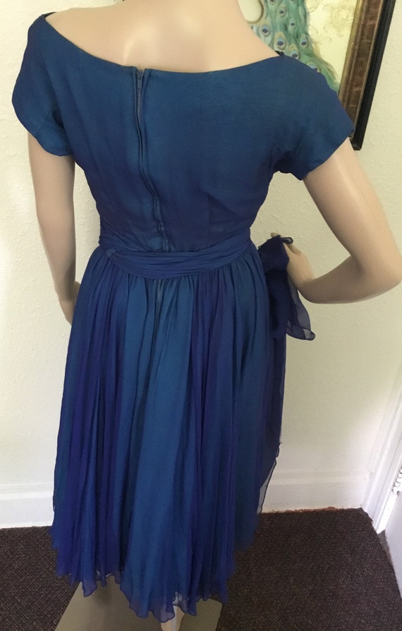 50’s Vintage Blue Chiffon  “ Hannah Troy”  Formal… - image 5