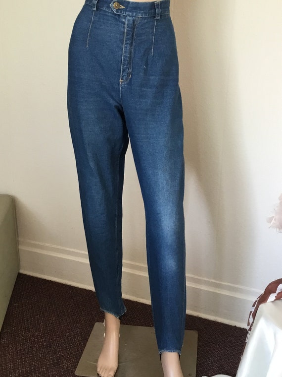 80's Vintage Blue Jeans Hi Waist Stirrup Jean Pant