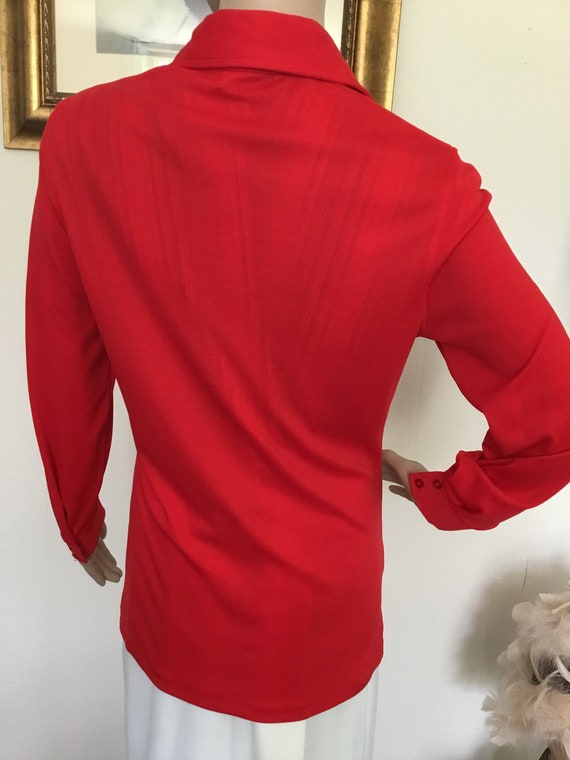 70’s Vintage Red Retro Long Sleeve Large Pocket B… - image 6