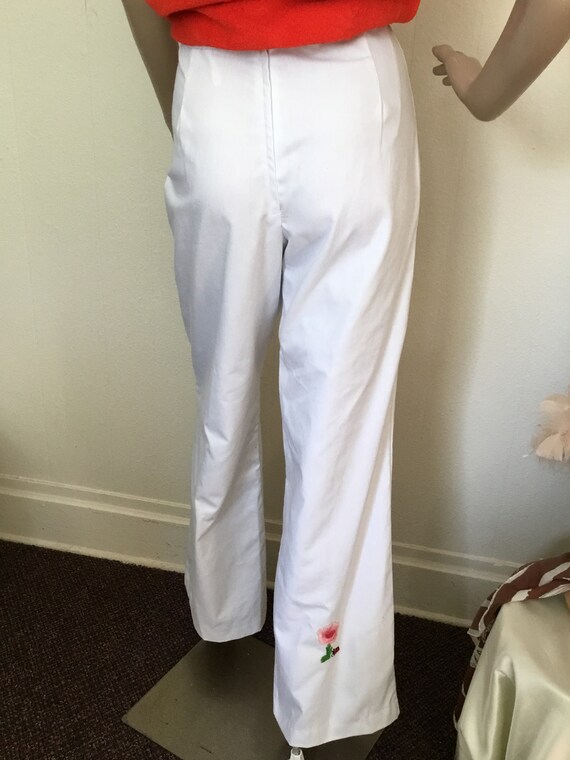 70's Vintage White High Waist Bell Bottom Pants - image 6