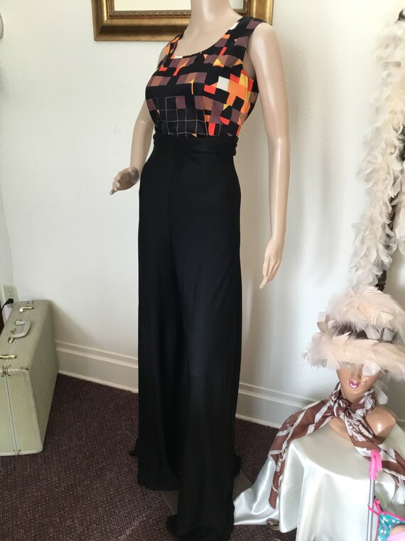 60's Vintage Black Psychedelic Orange Yellow Block