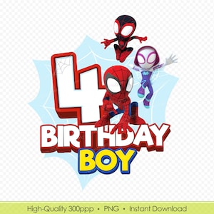 Spidey und seine erstaunlichen Freunde 4. Geburtstag PNG Design, Superheld Geburtstag Shirt Design, druckbare Spidey Bild - Digital Download