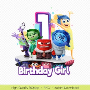 Inside out 1st birthday shirt design - Printable inside out 2 png for girls - Inside out birthday party decoration - Digital Download
