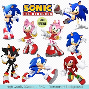Sonic PNG Clipart Bundle, Sonic Characters, The Hedgehog, Kids Birthday - Printable Sonic Birthday Party Decorations - Instant Download