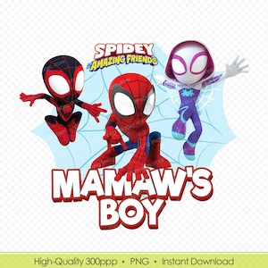 Spidey y sus increíbles amigos Mamaw Boy Cumpleaños PNG Diseño, Imagen de Spidey imprimible, Diseño de camisa de cumpleaños de superhéroe - Descarga digital