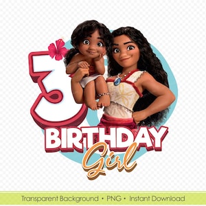 Moana 3rd Birthday Girl Shirt Design PNG - Printable Digital Download Design Shirt - Instant Download Birthday Shirt Idea