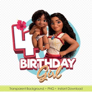 Moana 2 PNG - 4th Birthday Girl Shirt Design - Printable Digital Download Design Shirt - Instant Download Birthday Shirt Idea
