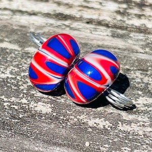 Lampwork glass beads Red White and Blue HANDMADE 4th of July beads for American flag colors USA beads