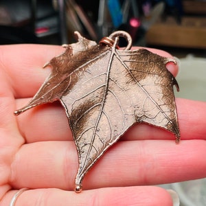 REAL MAPLE LEAF Pendant in Copper Handmade Fall leaf jewelry maple leaf jewelry rustic boho jewelry nature inspired jewelry forest jewelry