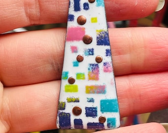 Glass Enameled Copper jewelry Pendant component HANDMADE enameled jewelry for diy enameled copper charm colorful