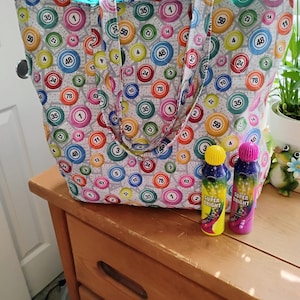 Bingo, Hand Quilted Market Tote, Tote Bag, Work Tote, School Tote, Beach Bag