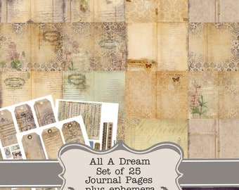 Vintage-Junk-Journal-Set mit botanischen Motiven | Wildblumen, Vögel, Schmetterlinge (Digitaler Download)