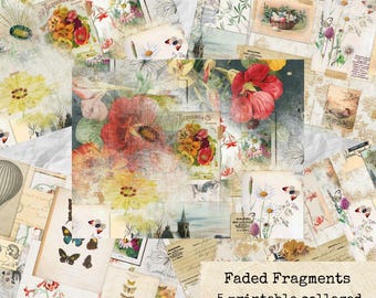 Printable Junk Journal Background Papers | Vintage Floral Collage Papers | Digital Download PDF