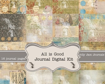 Botanical Journal kit , Printable Journal pages, Digital Journal Kit, Scrapbook Journal Pages, Floral, Journal, Fairies and Vintage Birds