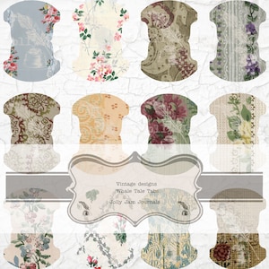 Junk Journal-kit, Junk Journaling 72 walvisstaartpaginatabs, vintage behang en vintage patronen, grunge-ontwerpen