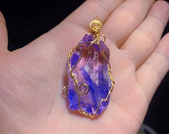 Blue Andara crystal,purple andara crystal,energy crystal necklace,Rare andara crystal energy,angel aura crystal,metaphysical crystal for her
